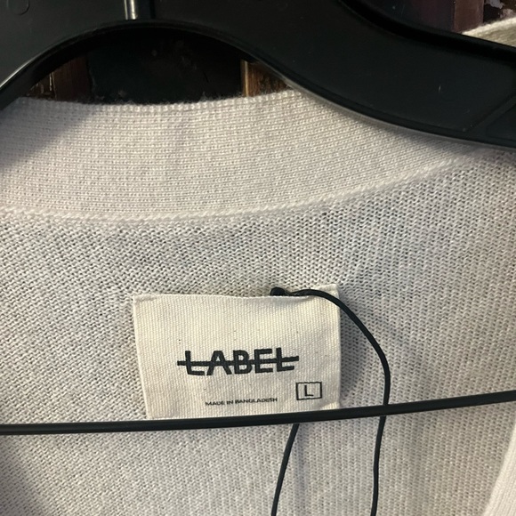 NWT Label Intarsia Cardigan Sweater Merino and Cashmere Blend Cream Large - Picture 3 of 4